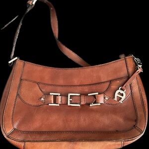 Etienne Aigner Brown Leather Shoulder Bag with Silver Accents